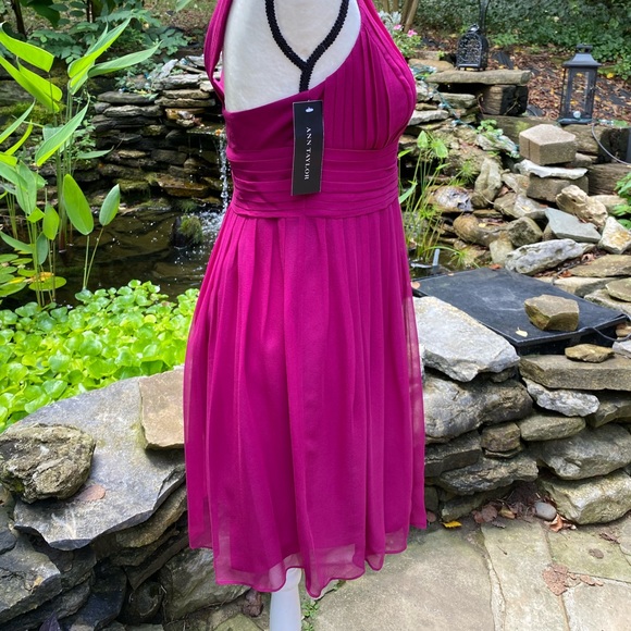 Ann Taylor Formal  Dress Fuchsia Poly Blend 6P - Picture 4 of 10
